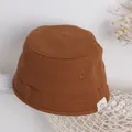 Caramel Kinder Fischerhut aus Canvas mit Smiley-Aufnäher und Belüftungsöse - Einheitsgröße / Karamellbraun