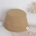 Khaki Anglerhut für Kinder aus Canvas mit einem minimalistischen Smiley-Logo - Einheitsgröße / Khaki