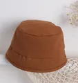 Cappello bucket piatto marrone caramello per bambini in cotone con tesa rinforzata - Taglia unica / Colore caramello