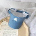 Blue kids open top sun hat with white letter M embroidery and adjustable strap - One Size (50-52cm) / Blue
