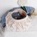 Cappello da sole rosa per bambini con ricamo in pizzo bianco e paglia intrecciata - 50-52CM / Rosa