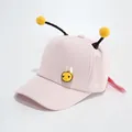 Gorra de béisbol rosa para bebé con bordado de abeja y antenas 3D decorativas para niños - Talla única / Rosa
