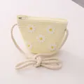 Borsa a tracolla bimbi in paglia gialla con ricami margherite e corda in cotone - Borsa Bianco Sporco