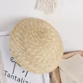 Beige woven straw sun hat for toddlers with a pointed top and breathable wide brim - Small / Beige