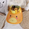 Kids orange giraffe cartoon sun visor with soft adjustable elastic headband for girls - Deer