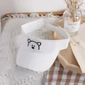 White children's sun visor with cartoon bear embroidery and adjustable strap back - One Size / White