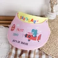Pink and yellow kids open-top sun hat featuring cartoon dinosaur pilot and clouds - One Size / Pilot Dinosaur