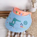 Blue and orange kids visor hat featuring cartoon dinosaur prints and colorful 3D letters - One Size / Fishing Dinosaur