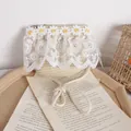 Mini sac tissé beige avec broderie de marguerites blanches et bordure en dentelle - Sac Beige