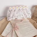 Sac en paille tissé rose clair pour enfant avec broderie marguerite et dentelle - Sac Rose
