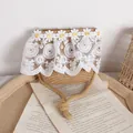 Sac en paille enfant avec bordure dentelle marguerite et anses en corde tressée - Sac Kaki