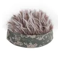 Creative camo brimless wig hat with grey-brown synthetic hair for hip-hop style - One Size / Lake Green Camo with Khaki Hair