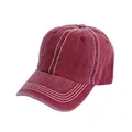 Gorra de béisbol granate de algodón lavado con costuras blancas en contraste - M (56-58cm) / Burdeos