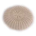 Beige chunky knit beret for kids with vertical ribbed texture and circular design - One Size / Beige