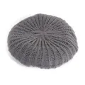 Winter kids beret in medium grey featuring a radial coarse knit pattern and round silhouette - One Size / Gray