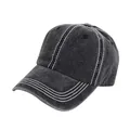 Gorra de béisbol de mezclilla negra lavada con costuras blancas en contraste - M (56-58cm) / Negro