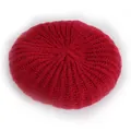Deep red chunky knit wool-like beret hat for toddlers with radial ribbed pattern - One Size / Red