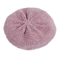 Boina de chenilla rosa para niños con textura de punto suave y diseño redondo - Rosa