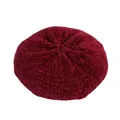 Boina de punto de chenilla para niños en color rojo granate con textura estructurada - Marrón Rojo