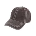Gorra de béisbol de algodón lavado café oscuro con costuras blancas en contraste - M (56-58cm) / café
