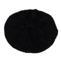 Boina negra de chenilla para niños con textura de punto suave y diseño redondo clásico - Negro