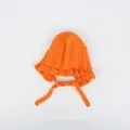 Berretto neonato in maglia arancione vivace con bordo a balze e lacci - Taglia unica / Arancione