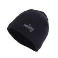 Black knitted beanie hat with white 'xhboy' letter embroidery and ribbed cuff detail - One Size / Navy Blue Hat