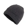 Dark charcoal grey knitted beanie for men with xhboy 3D embroidery and ribbed cuff style - One Size / Grey Hat