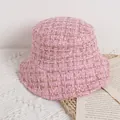 Rosa Tweed Kinder Fischerhut mit goldenen Glitzerfäden und eleganter Webstruktur - Einheitsgröße / Rosa
