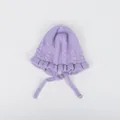 Berretto neonata in maglia lilla chiaro con volant e lacci di fissaggio regolabili - Taglia unica / Viola