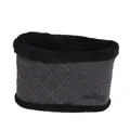 Grey knit winter neck warmer with black plush lining and embroidery detail - One Size / Grey Scarf