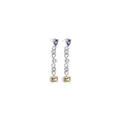 Exquisite 18K gold-plated mesh earrings with colorful heart and rectangular gemstones - Silver