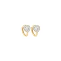 Boucles d'oreilles huggies cœur plaquées or 18K avec émail blanc et centres en zircon - Blanc