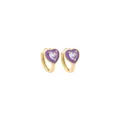 Boucles d'oreilles cœur plaquées or 18K avec zircon violet et émail de style vintage - Violet