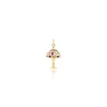 Exquisiter 18K vergoldeter Retrolampen-Anhänger mit Rubin- und weißen Zirkonia-Steinen - Gold