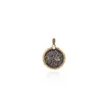 Vintage 18K gold plated Roman coin pendant with embossed figure and pearl accent - Gold