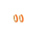 Boucles d'oreilles huggies minimalistes plaquées or 18 carats avec émail orange vif - Orange