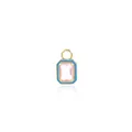 18K gold-plated square pink zircon pendant with blue enamel and circular hanging ring - Blue