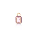 Detail of 18K gold plated rectangular pendant with pink zircon and purple enamel - Purple