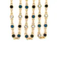 18K gold-plated rectangle link chain with tricolor crystal inlays for DIY jewelry making - Gold
