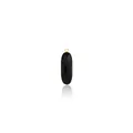 Vue détaillée du pendentif ovale en pierre noire facettée avec cadre plaqué or 18K - Noir