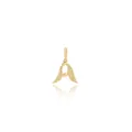 Gold-plated letter A pendant featuring zircon-studded wings and polished metallic finish - Letter A