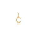 Detailed view of polished 18K gold-plated letter C pendant with elegant mirror reflection - Letter C