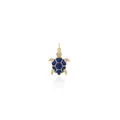 18K gold plated turtle pendant with blue enamel and sparkling zircon gemstones - Dark Blue