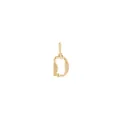 Macro detail of letter D 18K gold plated pendant with organic lava texture and bail - Letter D