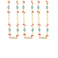 18K gold plated chain with red beads and blue crystals for DIY jewelry making - Gold