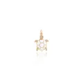 Gold-plated sea turtle pendant with white enamel shell and sparkling zircon stones - White