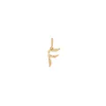 Gold plated 18K letter F pendant with feather wing design and cubic zirconia inlay - Letter F