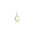 18K gold-plated C letter pendant with textured engraving and zircon detail - Letter G