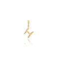 18K gold-plated letter H pendant with zircon inlay and elegant wave texture - Letter H
